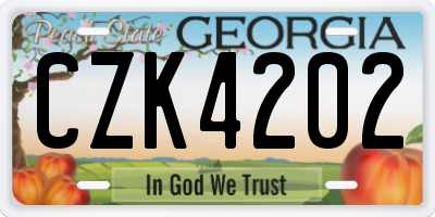 GA license plate CZK4202