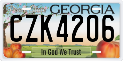 GA license plate CZK4206