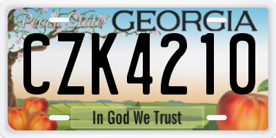 GA license plate CZK4210