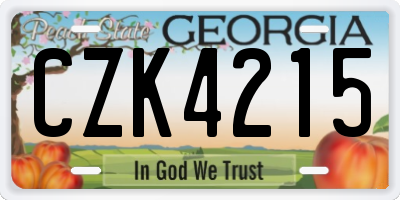 GA license plate CZK4215