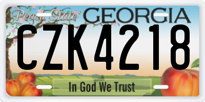 GA license plate CZK4218