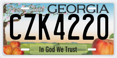 GA license plate CZK4220