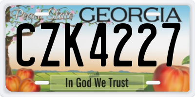 GA license plate CZK4227