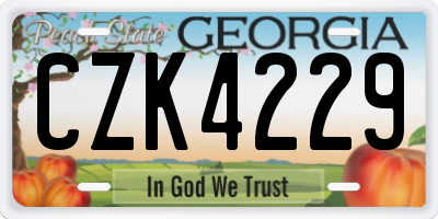 GA license plate CZK4229