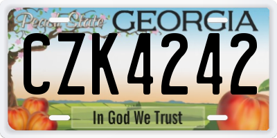 GA license plate CZK4242