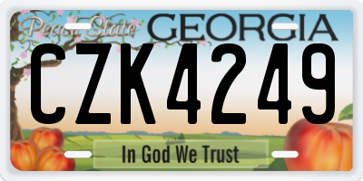 GA license plate CZK4249