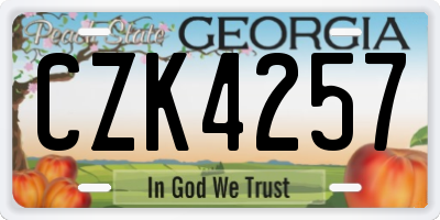 GA license plate CZK4257