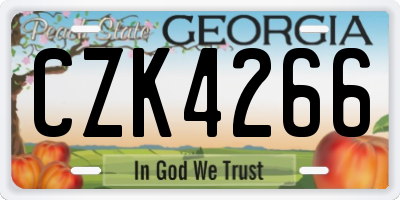 GA license plate CZK4266