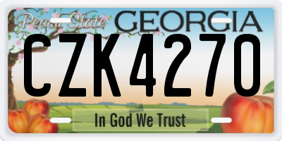 GA license plate CZK4270