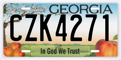 GA license plate CZK4271