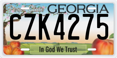 GA license plate CZK4275