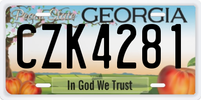 GA license plate CZK4281