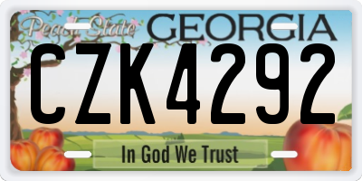 GA license plate CZK4292