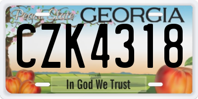 GA license plate CZK4318