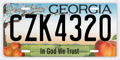 GA license plate CZK4320