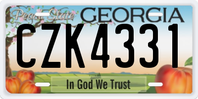 GA license plate CZK4331