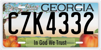 GA license plate CZK4332