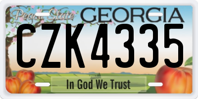 GA license plate CZK4335