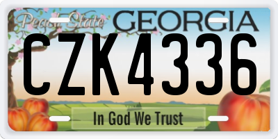 GA license plate CZK4336
