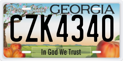 GA license plate CZK4340
