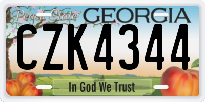 GA license plate CZK4344