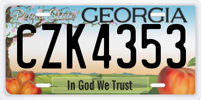 GA license plate CZK4353