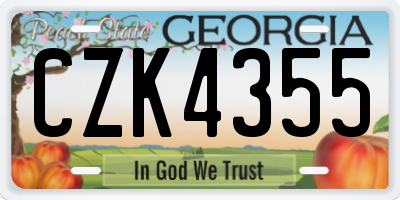 GA license plate CZK4355