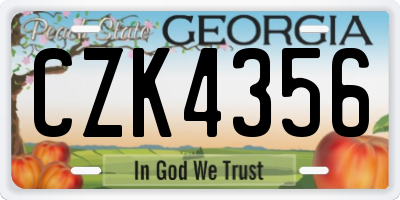 GA license plate CZK4356