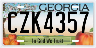 GA license plate CZK4357