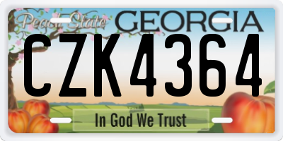GA license plate CZK4364