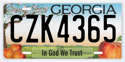 GA license plate CZK4365