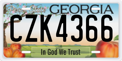 GA license plate CZK4366