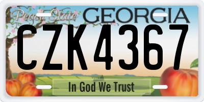 GA license plate CZK4367