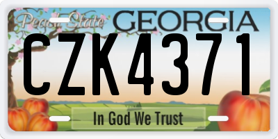 GA license plate CZK4371
