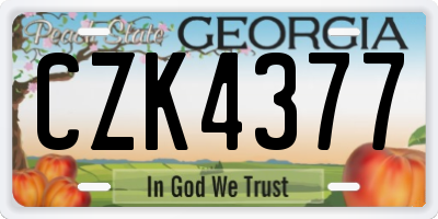 GA license plate CZK4377