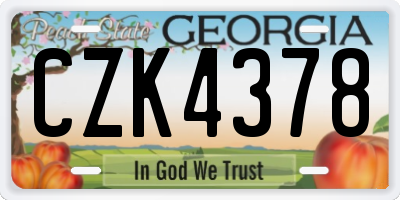 GA license plate CZK4378