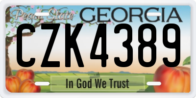 GA license plate CZK4389