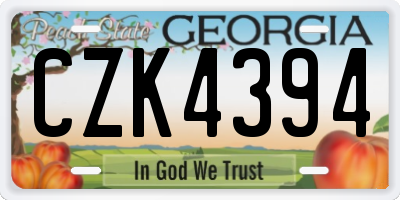 GA license plate CZK4394