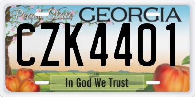 GA license plate CZK4401