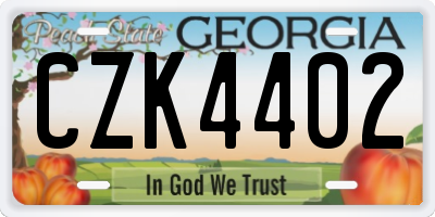 GA license plate CZK4402