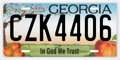 GA license plate CZK4406