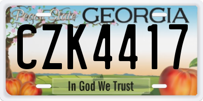 GA license plate CZK4417