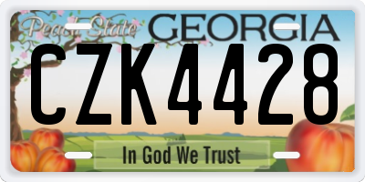 GA license plate CZK4428