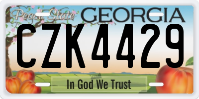 GA license plate CZK4429