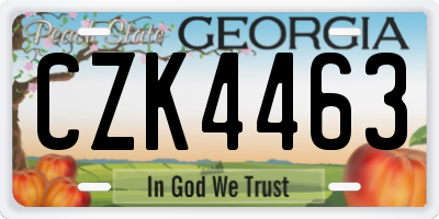 GA license plate CZK4463