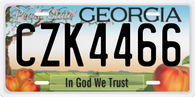GA license plate CZK4466