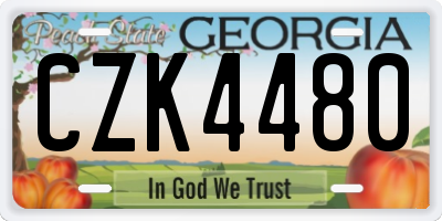 GA license plate CZK4480
