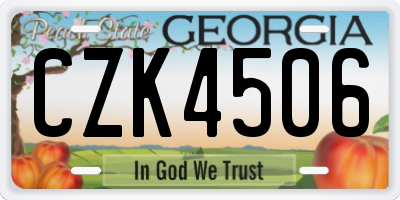GA license plate CZK4506