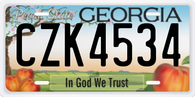 GA license plate CZK4534