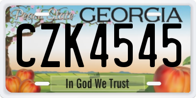 GA license plate CZK4545